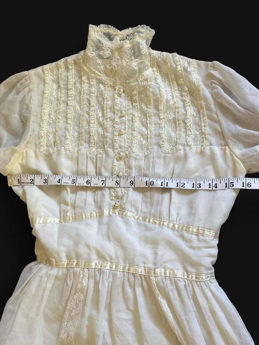 GUNNE SAX • 1970s ETHEREAL TRUE VINTAGE COTTON LACE PRAIRIE SUMMER WEDDING GOWN - Picture 8 of 11